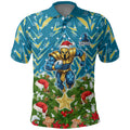Personalised Titans Rugby Christmas Polo Shirt Santa Rugby Mascot - Pine Wreath Festive