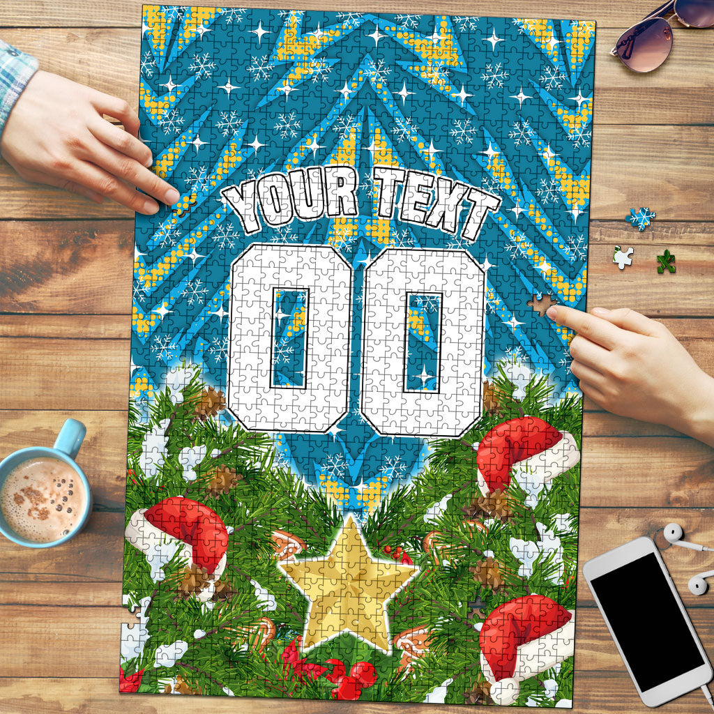 Personalised Titans Rugby Christmas Puzzle Santa Rugby Mascot - Pine Wreath Festive