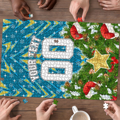 Personalised Titans Rugby Christmas Puzzle Santa Rugby Mascot - Pine Wreath Festive