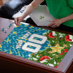 Personalised Titans Rugby Christmas Puzzle Santa Rugby Mascot - Pine Wreath Festive