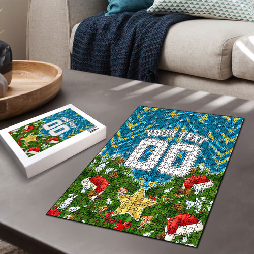 Personalised Titans Rugby Christmas Puzzle Santa Rugby Mascot - Pine Wreath Festive