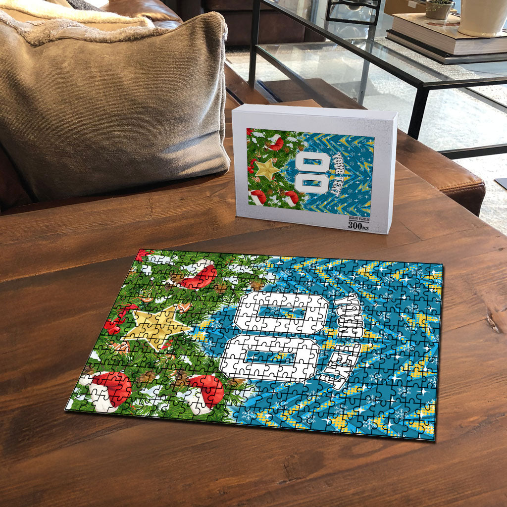 Personalised Titans Rugby Christmas Puzzle Santa Rugby Mascot - Pine Wreath Festive