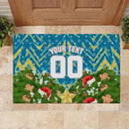 Personalised Titans Rugby Christmas Rubber Doormat Santa Rugby Mascot - Pine Wreath Festive