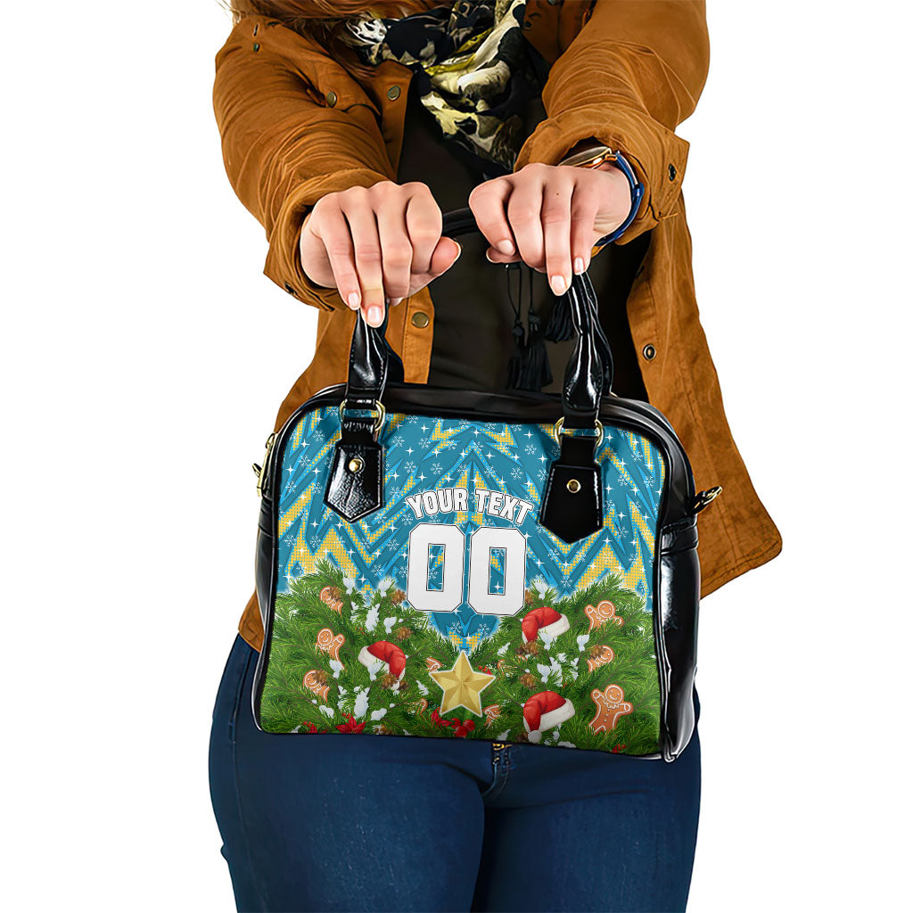 Personalised Titans Rugby Christmas Shoulder Handbag Santa Rugby Mascot - Pine Wreath Festive