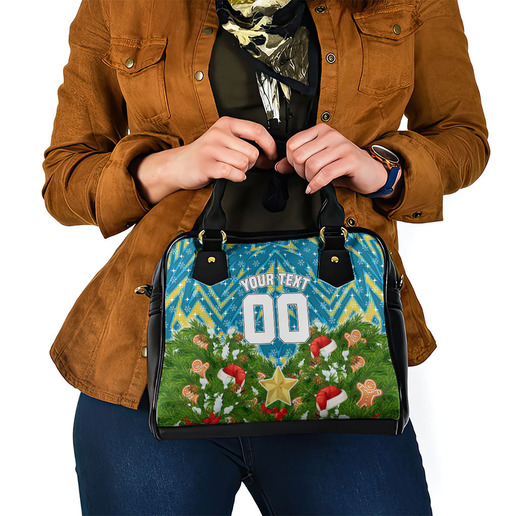 Personalised Titans Rugby Christmas Shoulder Handbag Santa Rugby Mascot - Pine Wreath Festive