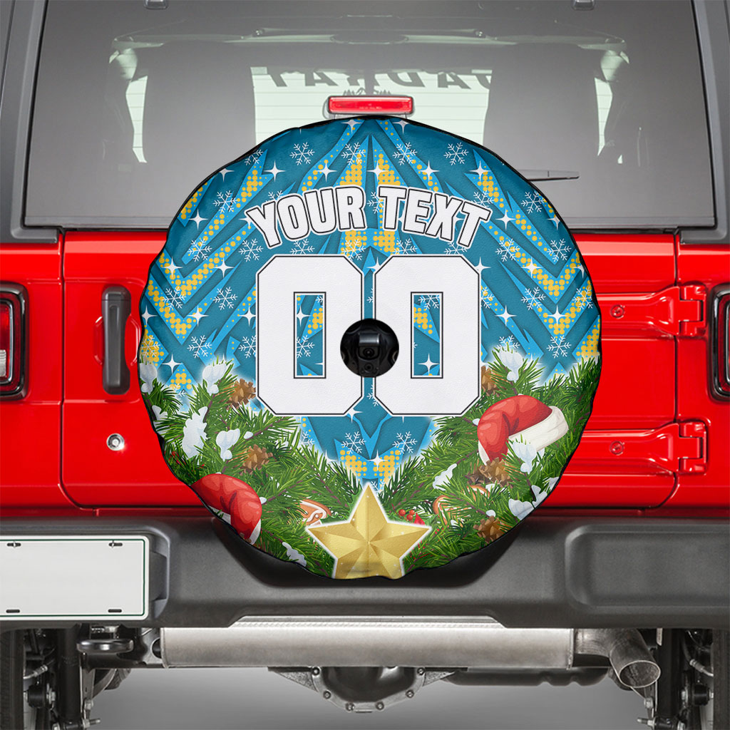 Personalised Titans Rugby Christmas Spare Tire Cover Santa Rugby Mascot - Pine Wreath Festive