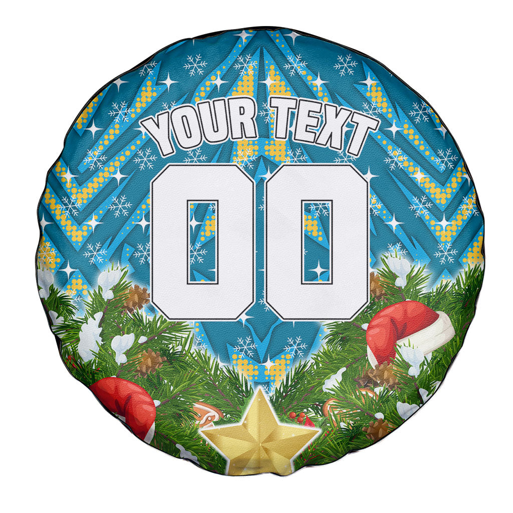 Personalised Titans Rugby Christmas Spare Tire Cover Santa Rugby Mascot - Pine Wreath Festive