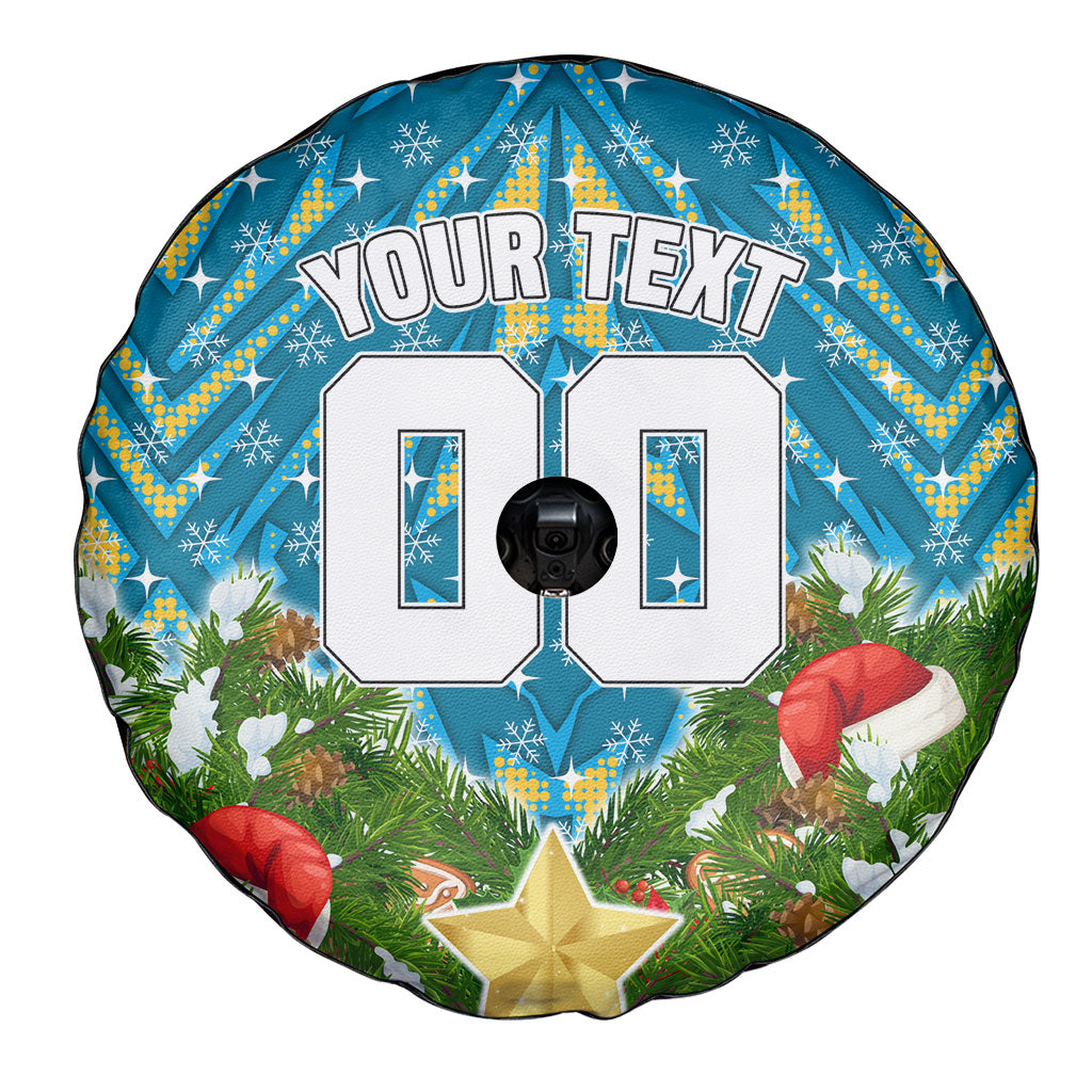 Personalised Titans Rugby Christmas Spare Tire Cover Santa Rugby Mascot - Pine Wreath Festive