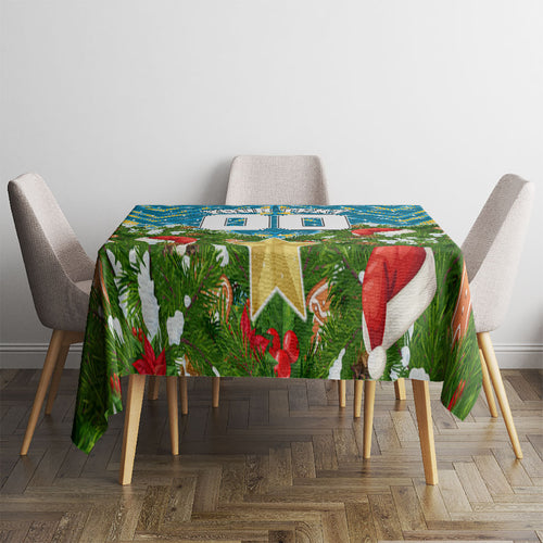 Personalised Titans Rugby Christmas Tablecloth Santa Rugby Mascot - Pine Wreath Festive