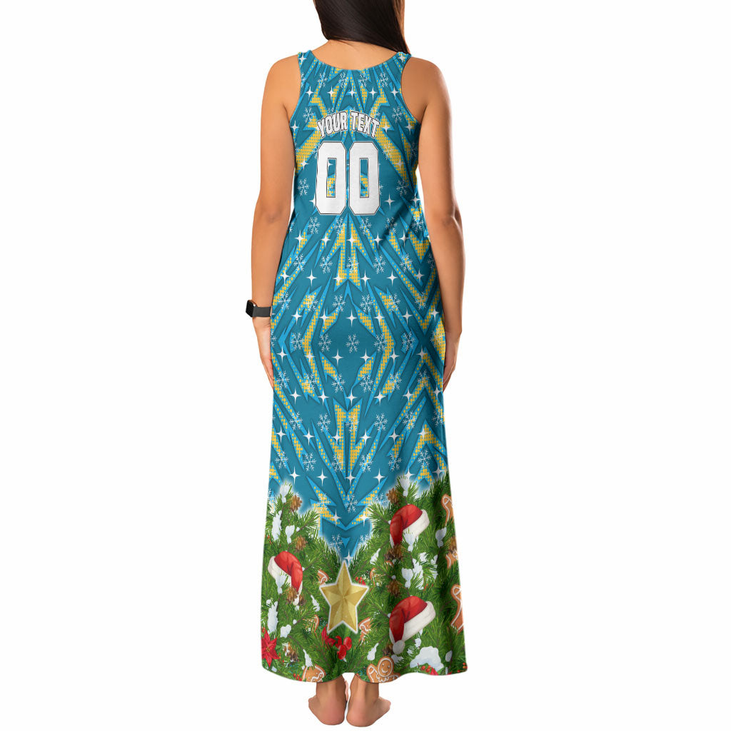 Personalised Titans Rugby Christmas Tank Maxi Dress Santa Rugby Mascot - Pine Wreath Festive