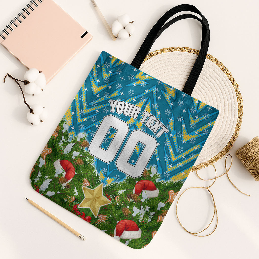 Personalised Titans Rugby Christmas Tote Bag Santa Rugby Mascot - Pine Wreath Festive