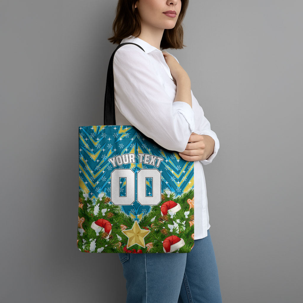 Personalised Titans Rugby Christmas Tote Bag Santa Rugby Mascot - Pine Wreath Festive