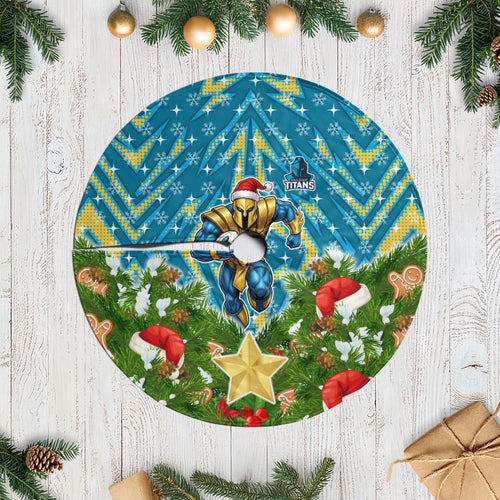 Titans Rugby Christmas Tree Skirt Santa Rugby Mascot - Pine Wreath Festive
