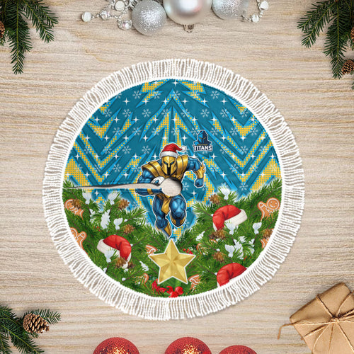 Titans Rugby Christmas Tree Skirt Santa Rugby Mascot - Pine Wreath Festive