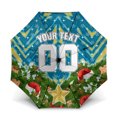Personalised Titans Rugby Christmas Umbrella Santa Rugby Mascot - Pine Wreath Festive