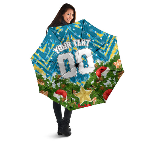 Personalised Titans Rugby Christmas Umbrella Santa Rugby Mascot - Pine Wreath Festive