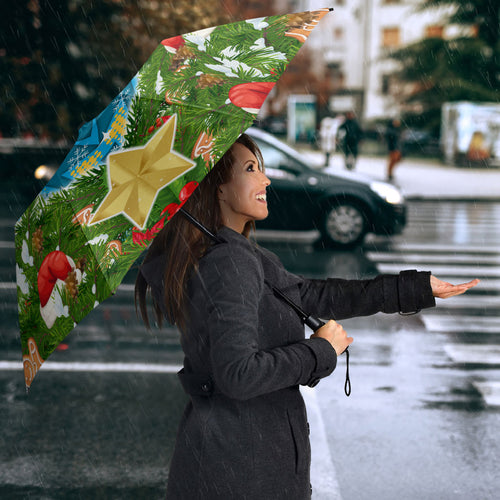 Personalised Titans Rugby Christmas Umbrella Santa Rugby Mascot - Pine Wreath Festive