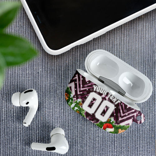 Personalised Sea Eagles Rugby Christmas AirPods Case Santa Rugby Mascot - Pine Wreath Festive