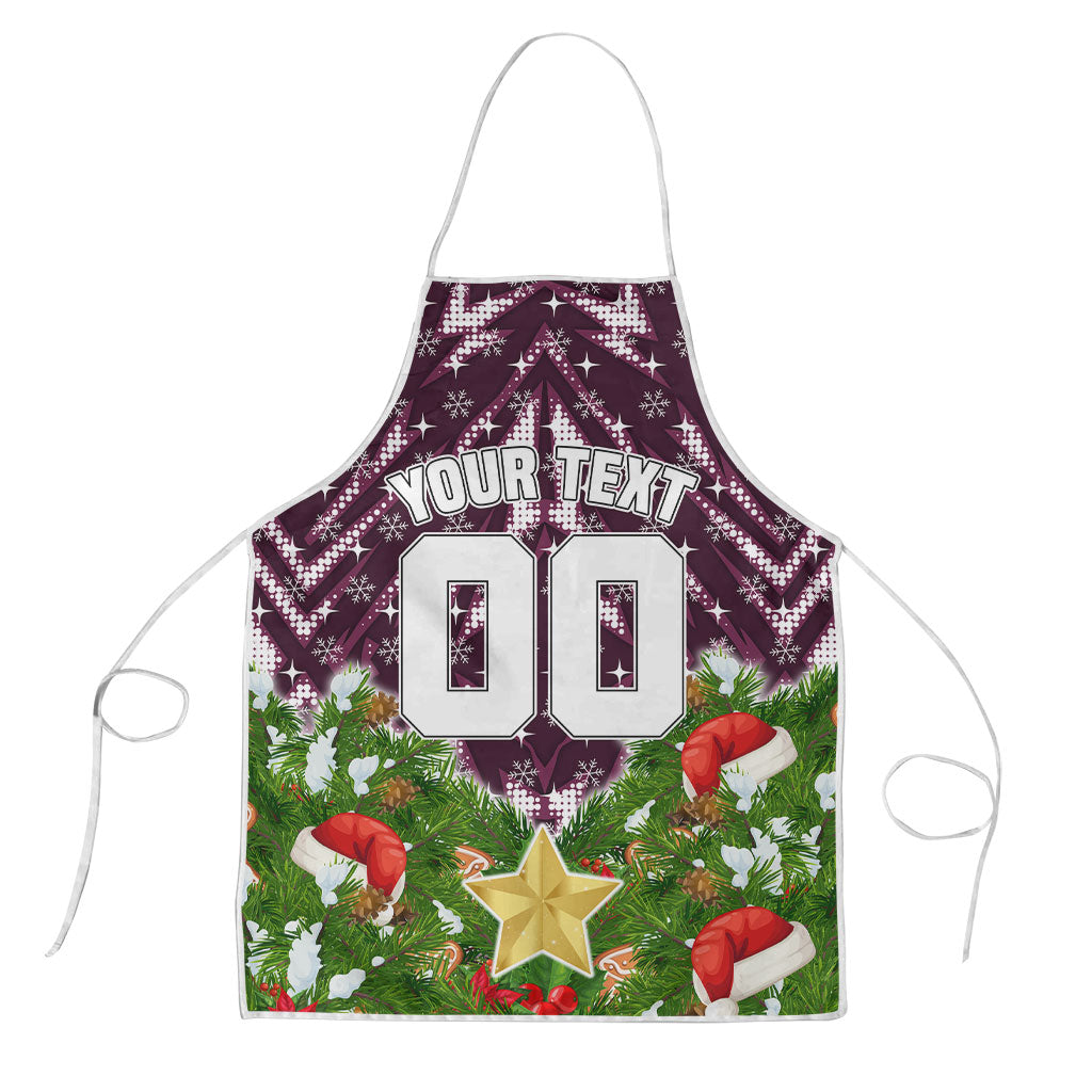 Personalised Sea Eagles Rugby Christmas Apron Santa Rugby Mascot - Pine Wreath Festive