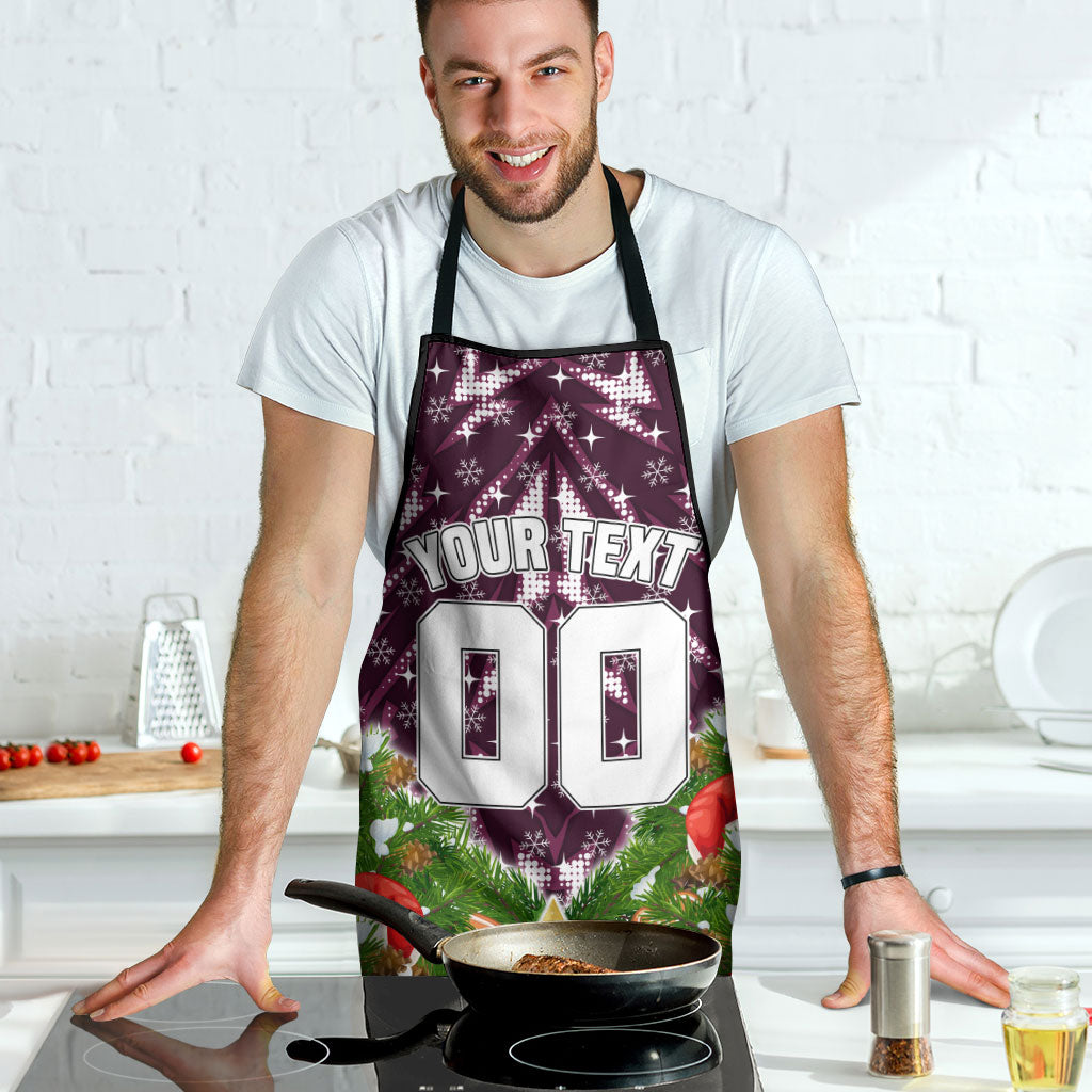 Personalised Sea Eagles Rugby Christmas Apron Santa Rugby Mascot - Pine Wreath Festive