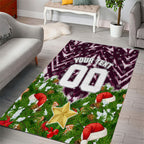 Personalised Sea Eagles Rugby Christmas Area Rug Santa Rugby Mascot - Pine Wreath Festive