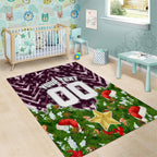 Personalised Sea Eagles Rugby Christmas Area Rug Santa Rugby Mascot - Pine Wreath Festive
