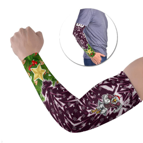 Personalised Sea Eagles Rugby Christmas Arm Sleeves Santa Rugby Mascot - Pine Wreath Festive