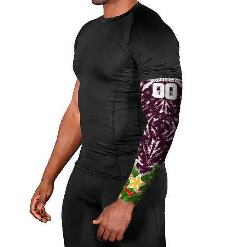 Personalised Sea Eagles Rugby Christmas Arm Sleeves Santa Rugby Mascot - Pine Wreath Festive