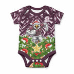 Personalised Sea Eagles Rugby Christmas Baby Onesie Santa Rugby Mascot - Pine Wreath Festive
