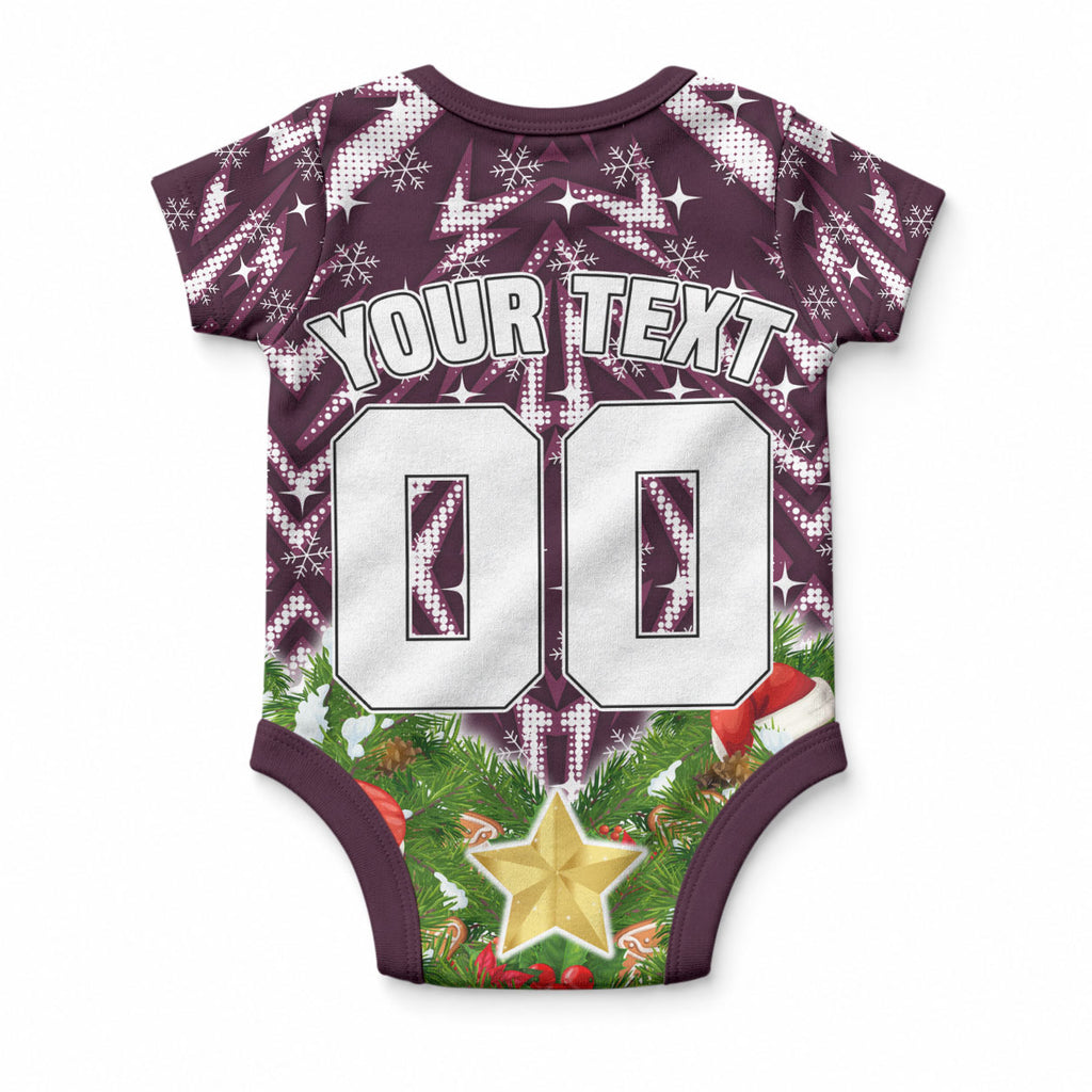Personalised Sea Eagles Rugby Christmas Baby Onesie Santa Rugby Mascot - Pine Wreath Festive