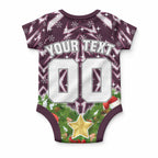 Personalised Sea Eagles Rugby Christmas Baby Onesie Santa Rugby Mascot - Pine Wreath Festive