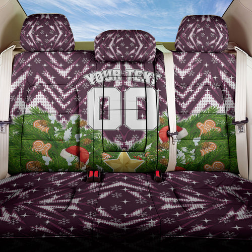 Personalised Sea Eagles Rugby Christmas Back Car Seat Cover Santa Rugby Mascot - Pine Wreath Festive