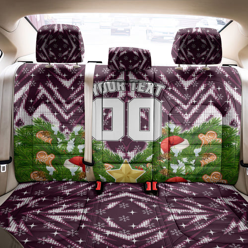 Personalised Sea Eagles Rugby Christmas Back Car Seat Cover Santa Rugby Mascot - Pine Wreath Festive