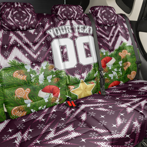 Personalised Sea Eagles Rugby Christmas Back Car Seat Cover Santa Rugby Mascot - Pine Wreath Festive