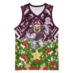 Personalised Sea Eagles Rugby Christmas Basketball Jersey Santa Rugby Mascot - Pine Wreath Festive
