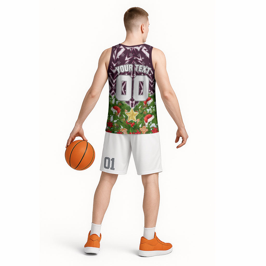 Personalised Sea Eagles Rugby Christmas Basketball Jersey Santa Rugby Mascot - Pine Wreath Festive