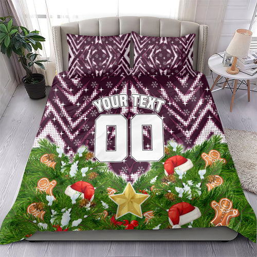 Personalised Sea Eagles Rugby Christmas Bedding Set Santa Rugby Mascot - Pine Wreath Festive