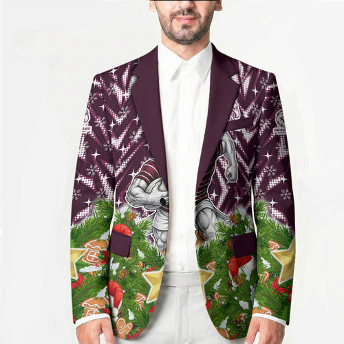 Personalised Sea Eagles Rugby Christmas Blazer Santa Rugby Mascot - Pine Wreath Festive