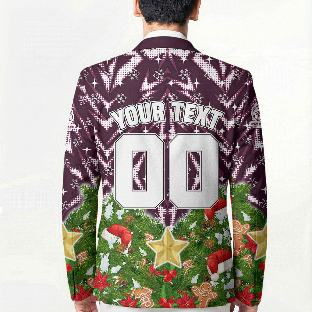 Personalised Sea Eagles Rugby Christmas Blazer Santa Rugby Mascot - Pine Wreath Festive