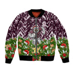Personalised Sea Eagles Rugby Christmas Bomber Jacket Santa Rugby Mascot - Pine Wreath Festive