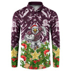 Personalised Sea Eagles Rugby Christmas Button Sweatshirt Santa Rugby Mascot - Pine Wreath Festive