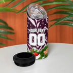Personalised Sea Eagles Rugby Christmas 4 in 1 Can Cooler Tumbler Santa Rugby Mascot - Pine Wreath Festive