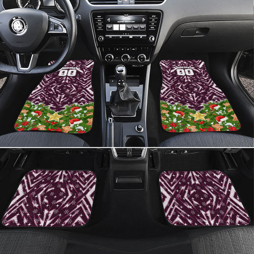 Personalised Sea Eagles Rugby Christmas Car Mats Santa Rugby Mascot - Pine Wreath Festive