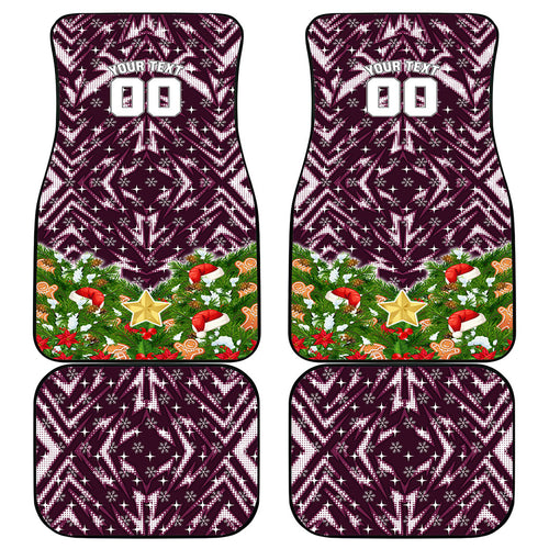 Personalised Sea Eagles Rugby Christmas Car Mats Santa Rugby Mascot - Pine Wreath Festive