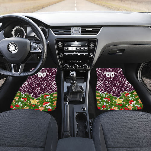 Personalised Sea Eagles Rugby Christmas Car Mats Santa Rugby Mascot - Pine Wreath Festive