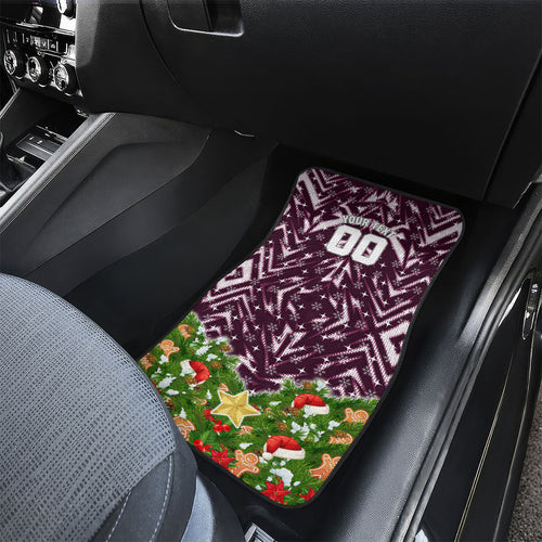 Personalised Sea Eagles Rugby Christmas Car Mats Santa Rugby Mascot - Pine Wreath Festive
