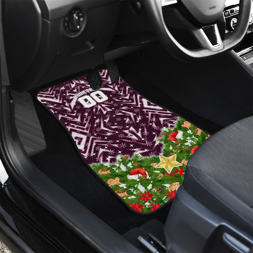 Personalised Sea Eagles Rugby Christmas Car Mats Santa Rugby Mascot - Pine Wreath Festive