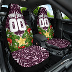 Personalised Sea Eagles Rugby Christmas Car Seat Cover Santa Rugby Mascot - Pine Wreath Festive