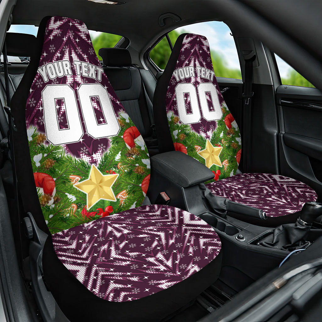 Personalised Sea Eagles Rugby Christmas Car Seat Cover Santa Rugby Mascot - Pine Wreath Festive
