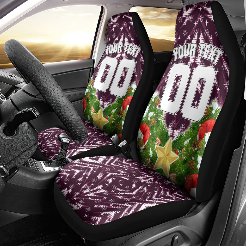 Personalised Sea Eagles Rugby Christmas Car Seat Cover Santa Rugby Mascot - Pine Wreath Festive
